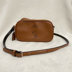 Brown Leather Coach/Peanuts/Snoopy Limited Edition Crossbody Purse